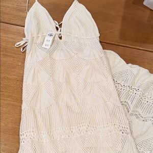 Abercrombie & Fitch Cream Backless Crochet Dress